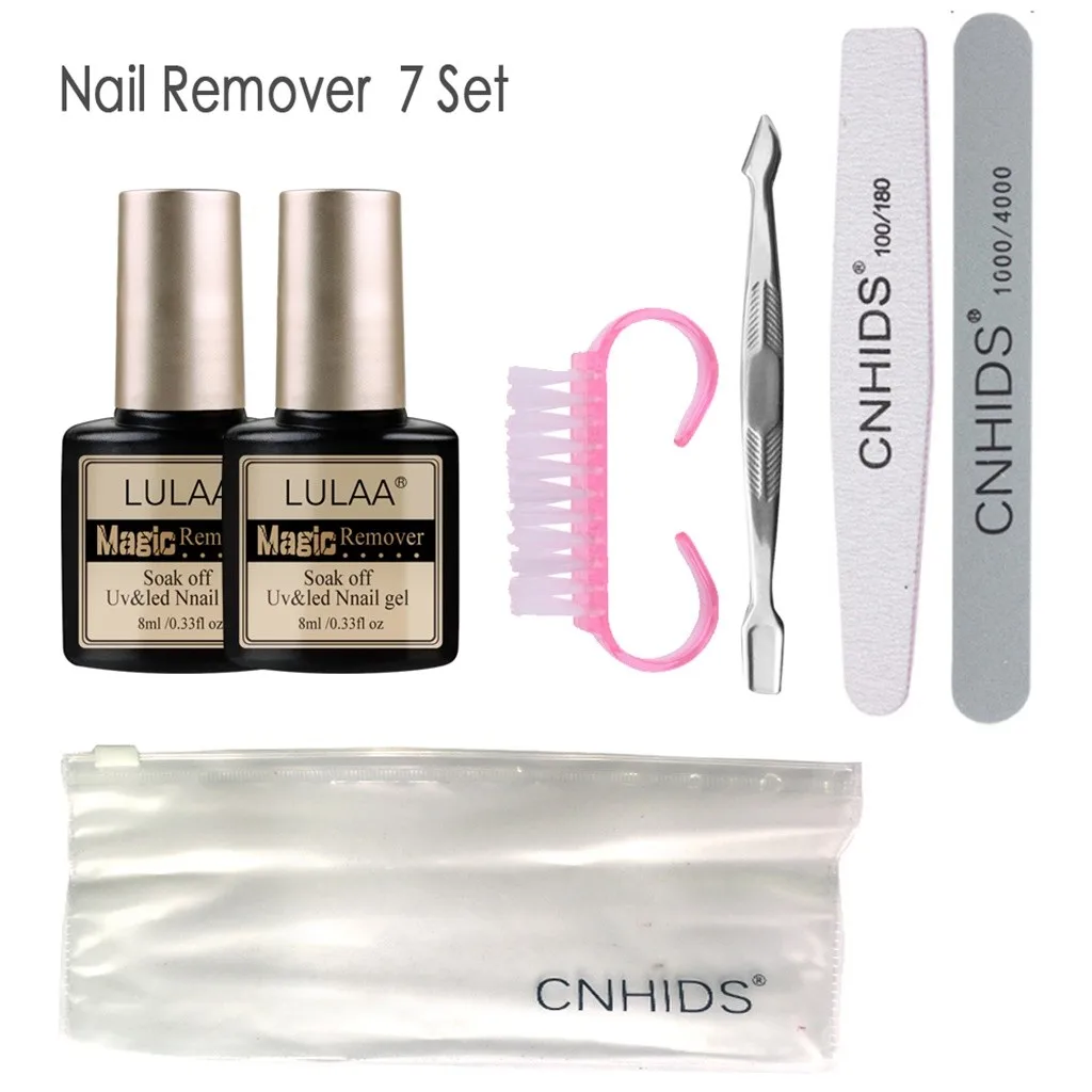 

2pcs Magic Remover Nail Gel Polish Nails Brush File Buffer UV LED Nail Polish Cleaner Dead Skin Push Set Manicure Tool