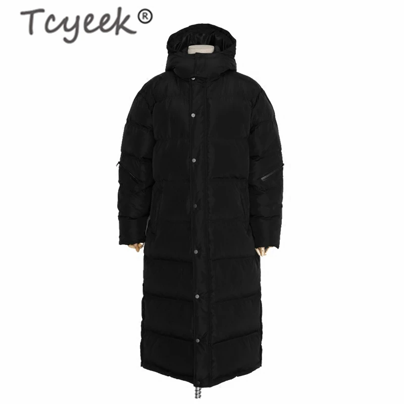 Tcyeek длинная мужская пуховая куртка теплая толстая 90% белый пуховик на утином пуху
