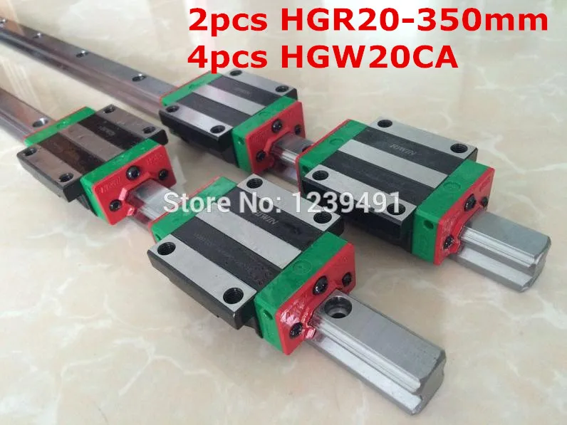 2pcs original hiwin linear rail HGR20- 350mm  with 4pcs HGW20CA flange block cnc parts