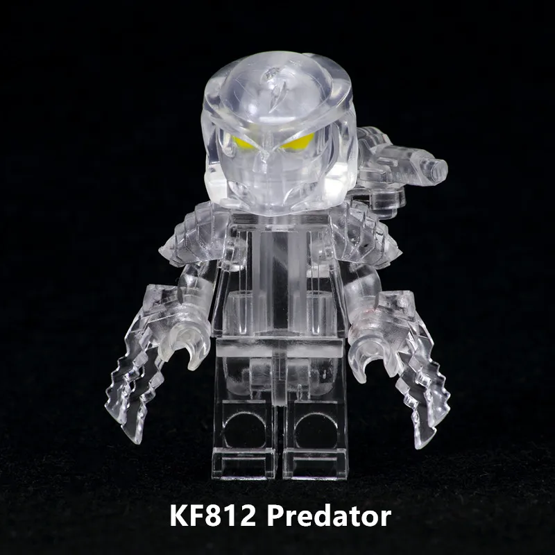 

Single Sale Super Heroes Transparent Predator The Movie Series One-Eyed Alien Building Blocks For Children Gift Toys KF812