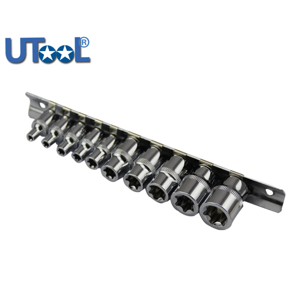 

1/4" Dr. & 3/8" Dr. 10pcs Star Socket Set of Torx Socket E Type