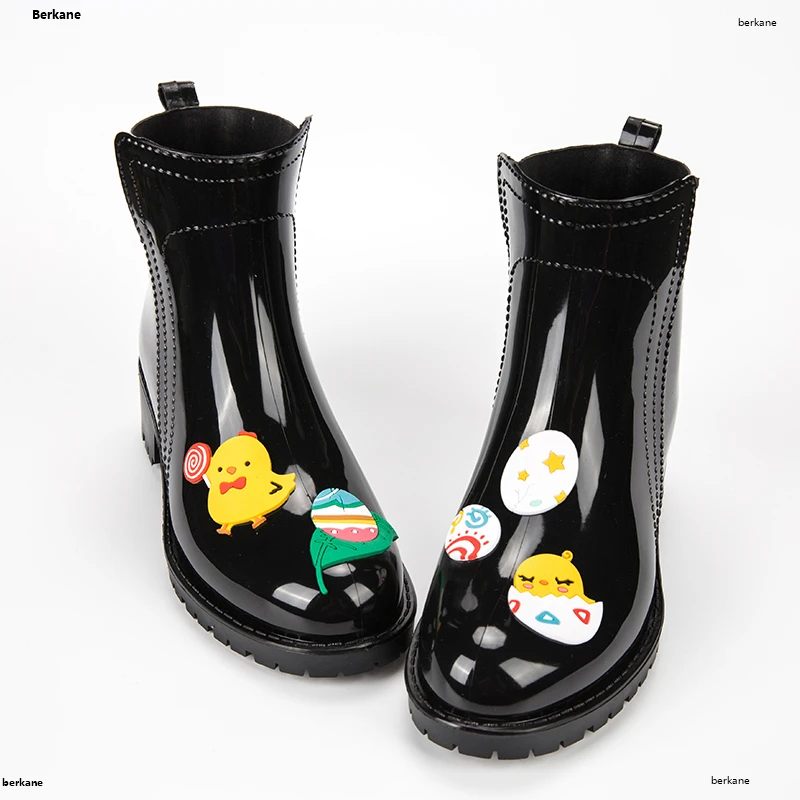 cute black rain boots