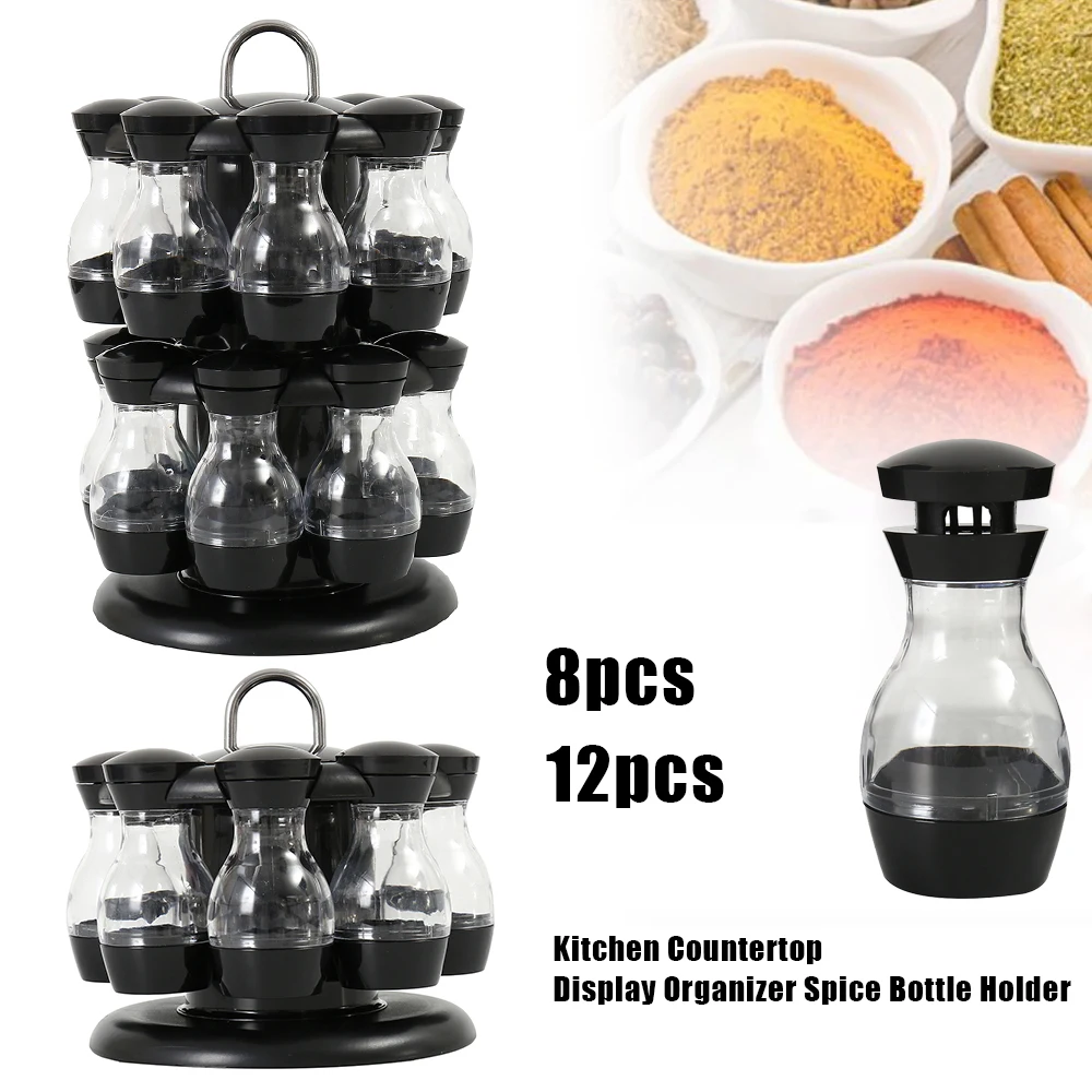 

1 Layer/2 Layers 360 Rotating Spice Jar Rack Kitchen Countertop Display Organizer Bottle Holder Stand Shelf Jars