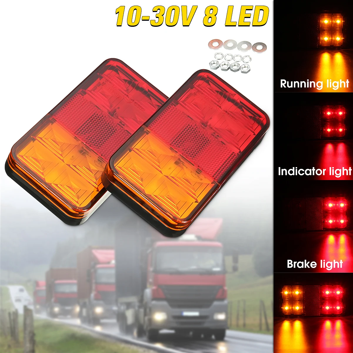 2pcs 10 30V Car Tail Brake Rear Stop Lights Running Turn Signal Light