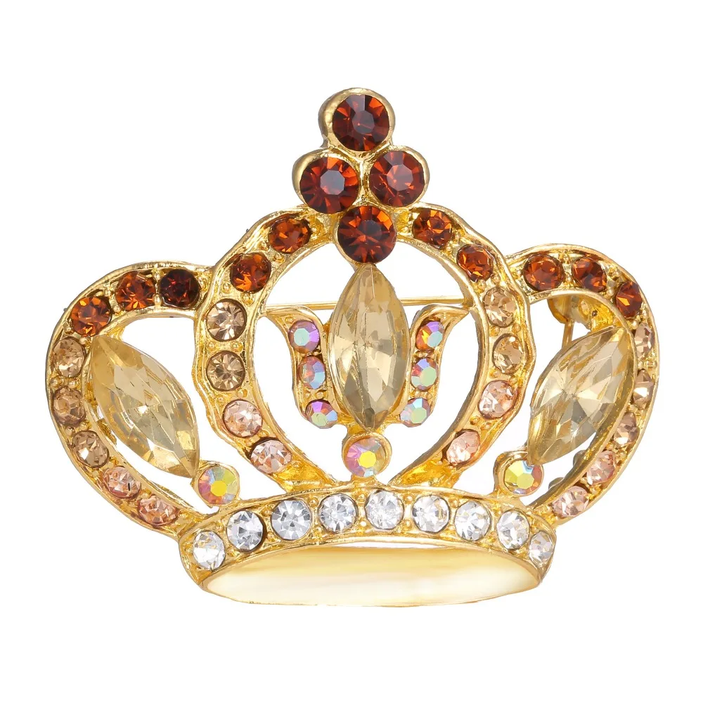 Rinhoo 5 цветов Золотая брошь «Корона» корона принцессы из страз Брошь для женщин Свадебные Ювелирные украшения в подарок