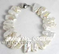 

00173 9mm White Biwa Freshwater Pearl Bracelet