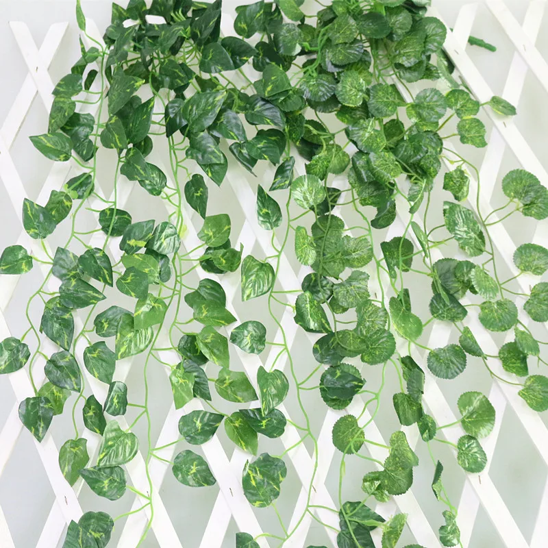 Flone Artificial Flowers Simulation Green Money Plant Hanging Rattan