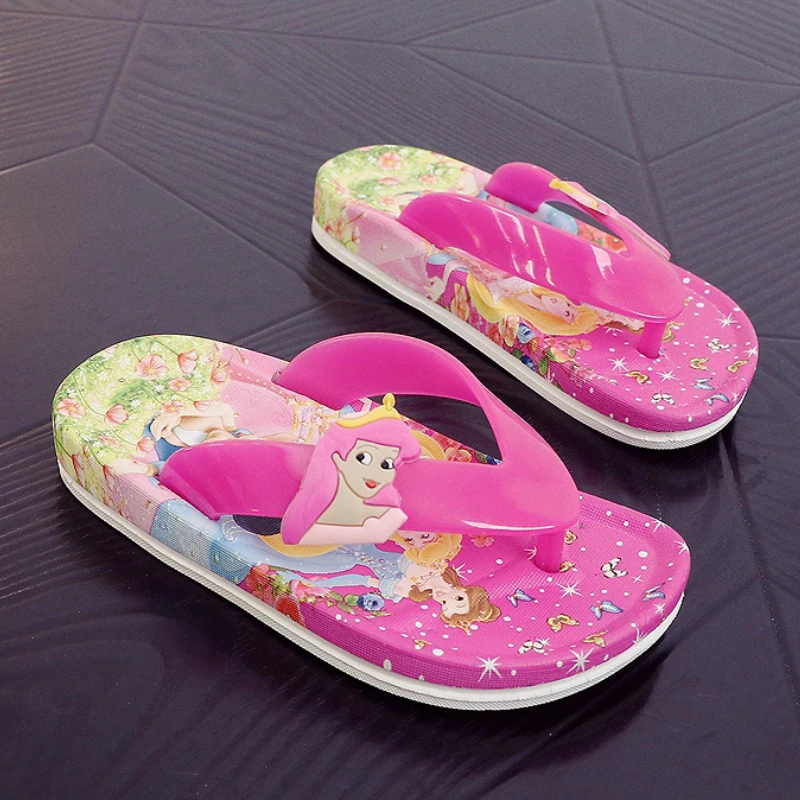 

New Summer Cartoon Princess Children's Slippers Fashion Kids Slippers Home Shoe Girls Beach Shoe Sandals for Girls Size 24-35
