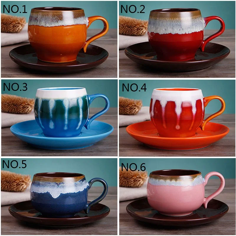 Kiln unique coffee cup and saucer set fashion ceramic cup cappuccino