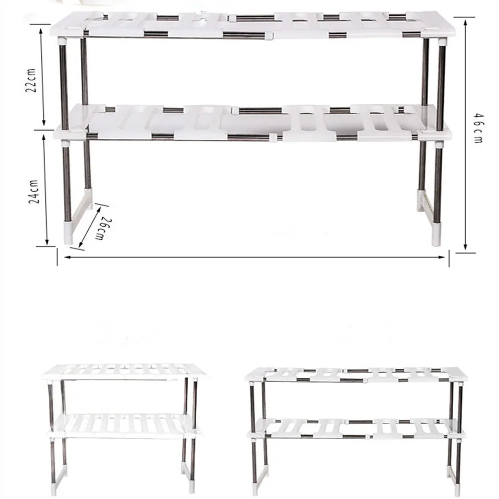 2 Tier Expandable Adjustable Under Sink Shelf Storage Shelves