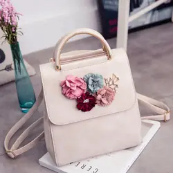 Бизнес-клубе из искусственной кожи Для женщин рюкзак женский Стиль тенденция трехмерный цветок сумка Для женщин рюкзак