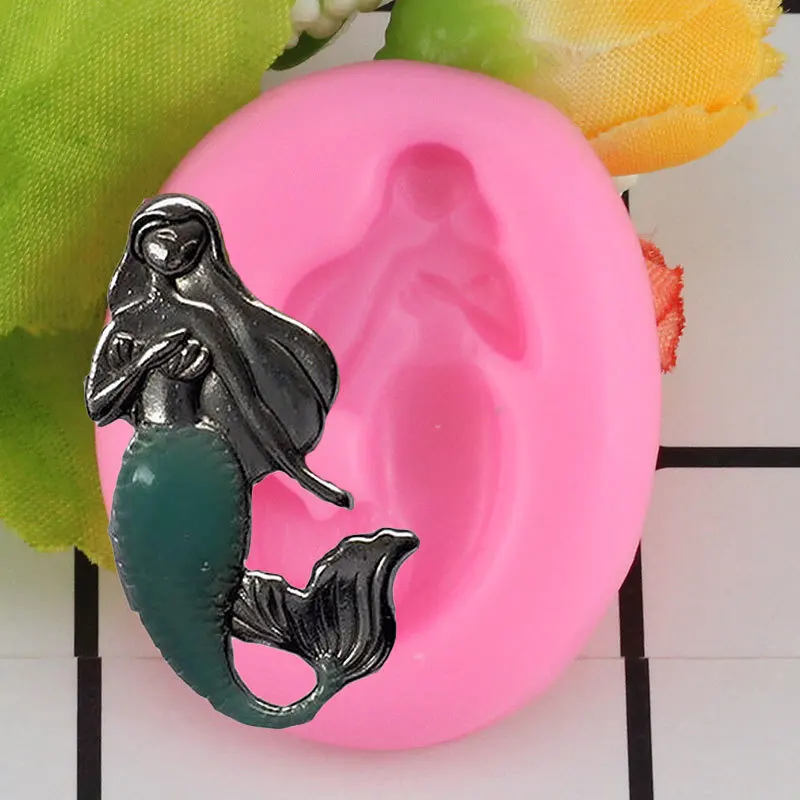 

Mujiang Cute Mermaid Silicone Mold Party Fondant Cake Decorating Tools Candy Chocolate Fimo Clay Mould Kitchen Baking Cake Tools