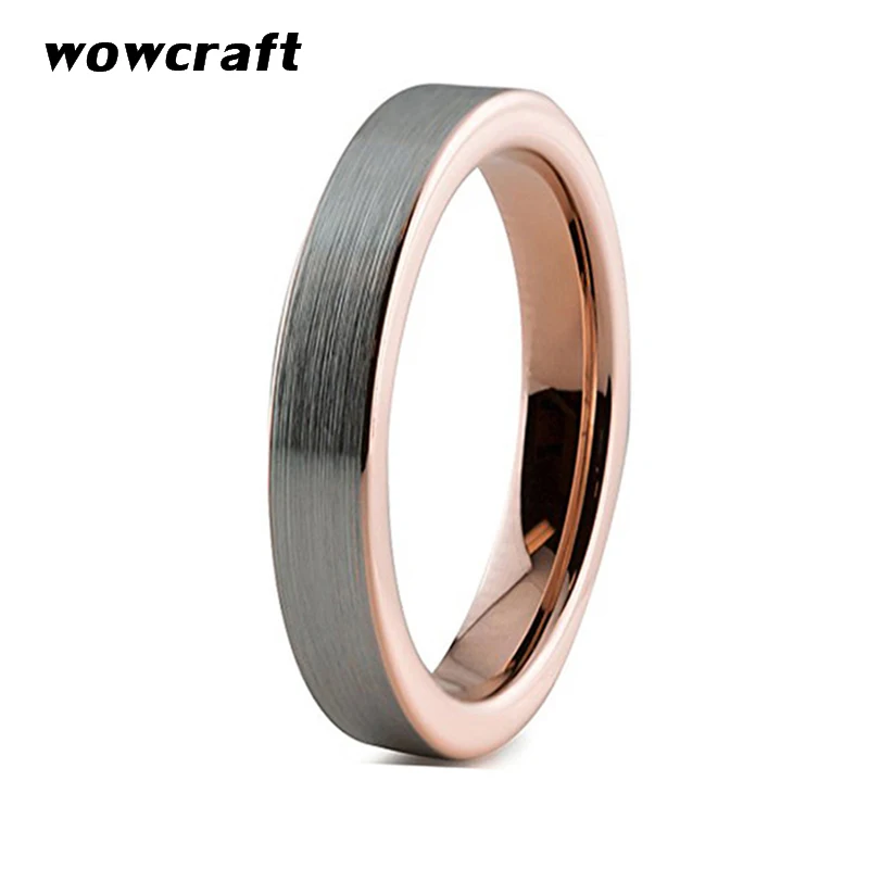 

4mm Rose Gold Simple Ring for Women Flat Band Tungsten Carbide Engagement Rings Wedding Bands Brushed Finish Comfort fit