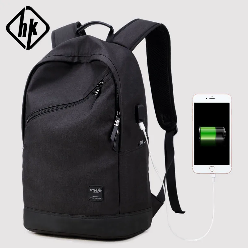 New USB Charging Men Backpack 15.6 Inch Laptop Bag Multi-Functional School Bags Level Camouflage black 15 Inches
