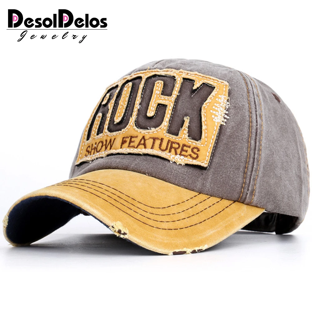 

Stitching Retro Fashion Patch Baseball Caps Letter ROCK unisex visor adjustable high quality dad hat truck driver hats breath