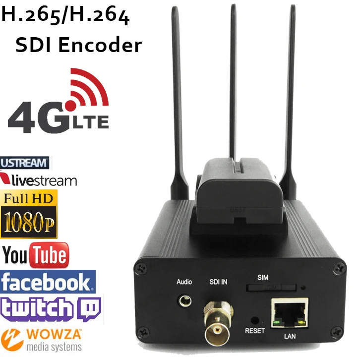 U8Vision H.265 HEVC/H.264 AVC 4G LTE SDI видео кодер для прямой трансляции поддержка RTMP для потокового сервера, как Wowza, Youtube