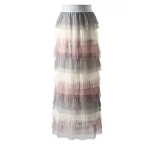 Женские юбки юбка миди Новое поступление юбки Милая Красивая юбка Корейская высокая Талия Длинные Феи пышные нет