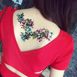 Водостойкая временная татуировка наклейка акварельный цветок кружева чернила на спине грудь tatto флэш-тату поддельные татуировки для