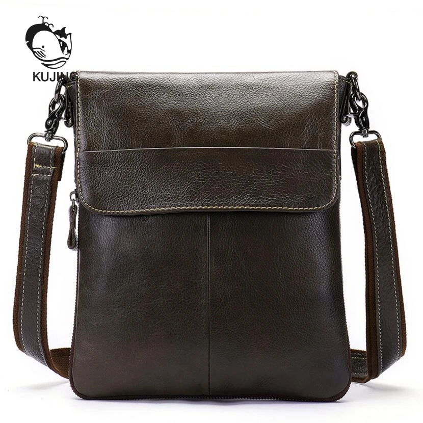 

KUJING Leather Men's Bag Fashion Men's Shoulder Messenger Bag Quality Men's Business Luxury Leather Bag Men's Travel leisure Bag