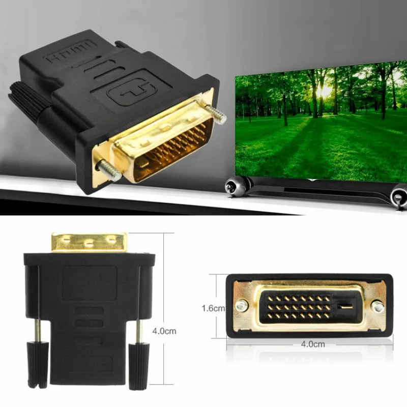 DVI 24+ 1 к HDMI адаптер 24 К позолоченный штекер DVI Мужской к HDMI Женский двойной конвертер 1080P для HDTV проектор монитор