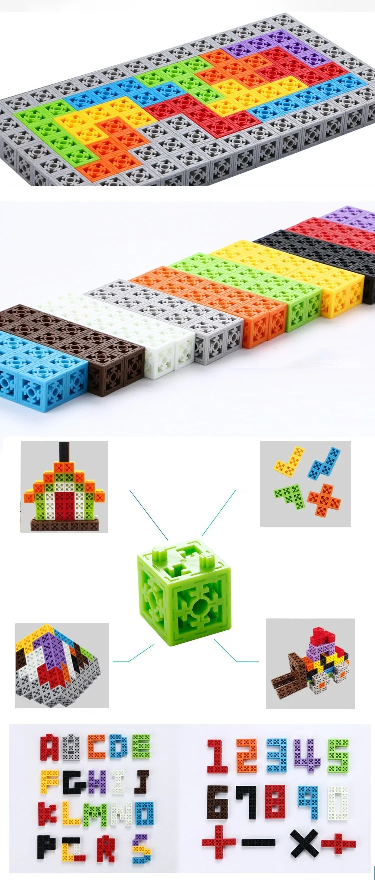 98Pcs Colorful Square Building Block Kids 2 cm Big Particle Cube Bricks Toy Education Jigsaw Children Creative Gift 3D DIY Model