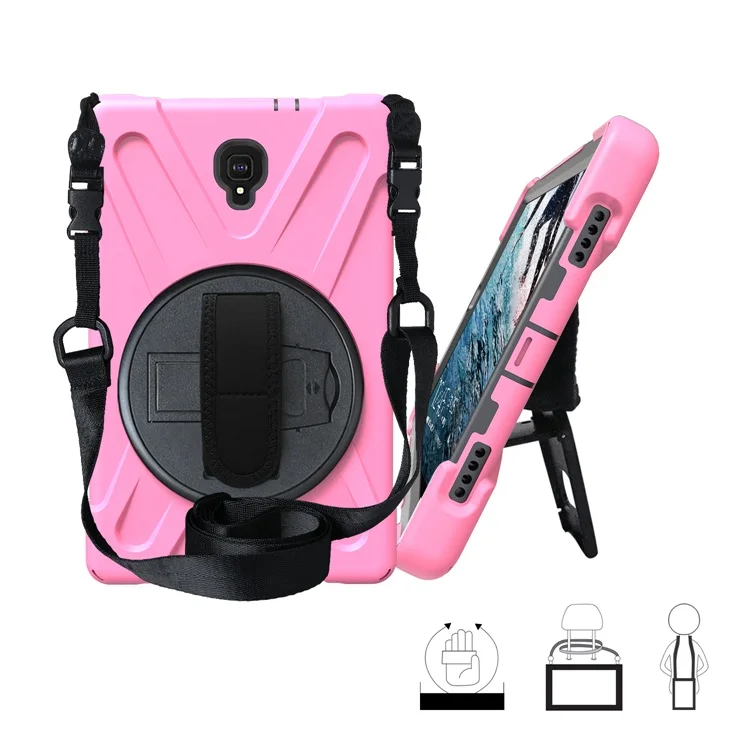 Противоударный детский чехол для samsung Galaxy Tab A 10,5 SM-T590 T595 T597 защитный чехол подставка силиконовая резина Чехол - Цвет: Pink Strap
