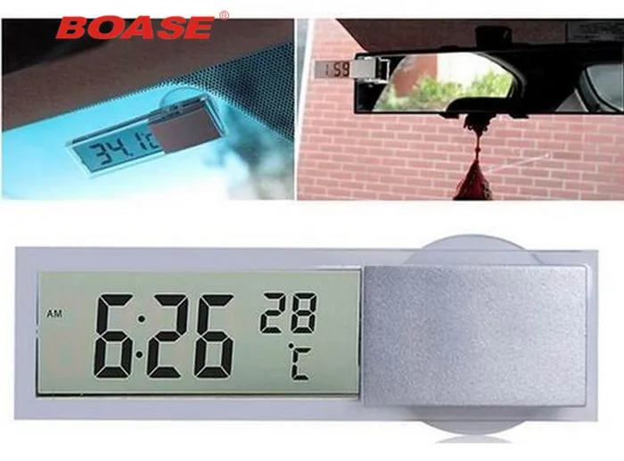 

New Mini 2 in 1 Digital LCD Car Auto Clock + Thermometer Free Shipping