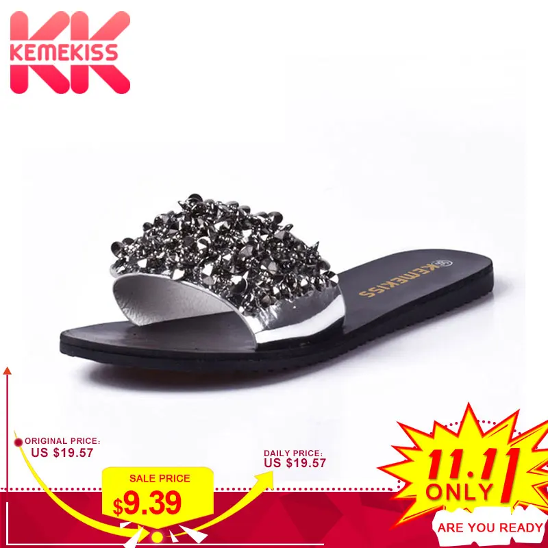 

KemeKiss Women Bowknot Flats Sandals Bowtie Flip Flops Summer Vacation Shoes Women Holiday Sandals Flats Slippers Size 35-39