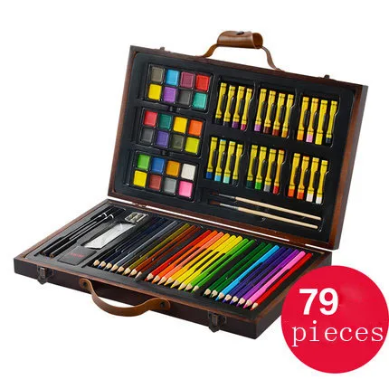 

Art set for Kids 79 pieces for Sketching and Drawing Set with Wood Case Drawing Painting Set for Children Kids Art Tools
