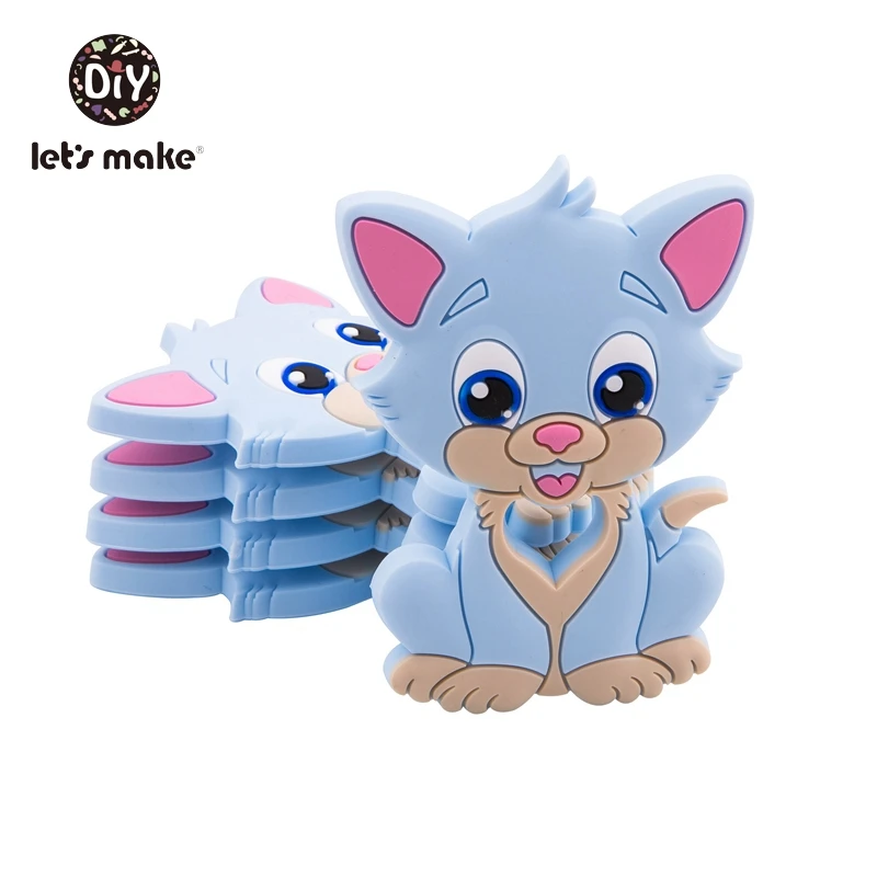 

Let's Make Silicone Teether Bpa Free Silicone Rodent 10pcs Cat Cartoon Food Grade Baby Diy Necklace Teething Toys Baby Teethers