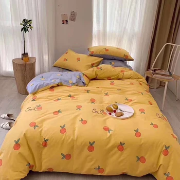 

Classic Cotton Fruit Print Bedding Set King Size Bed Set Duvet Cover Bed Sheet Set Parrure De Lit Reactive Print Geometrical