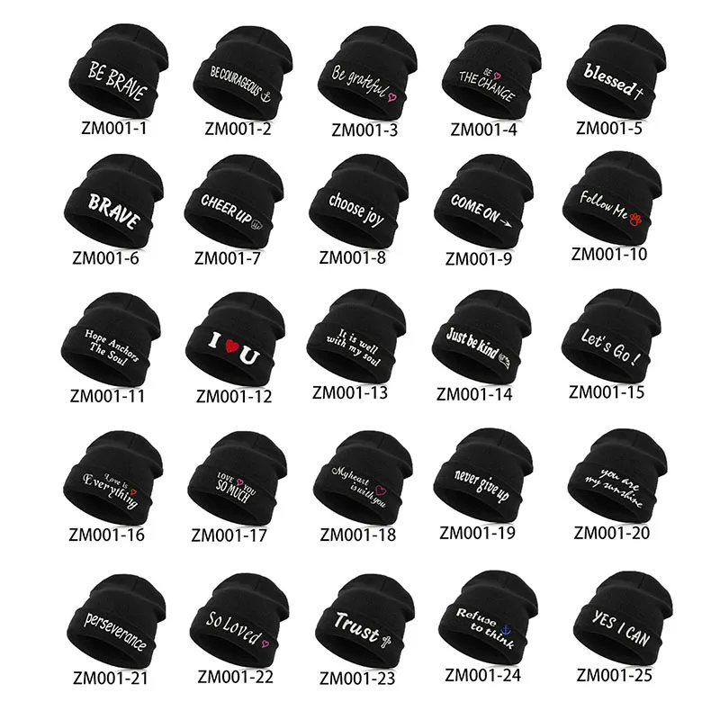 Шапка бини Skullie вязаная шапка носок зимне осенняя вышивка цитата слоган лозунг