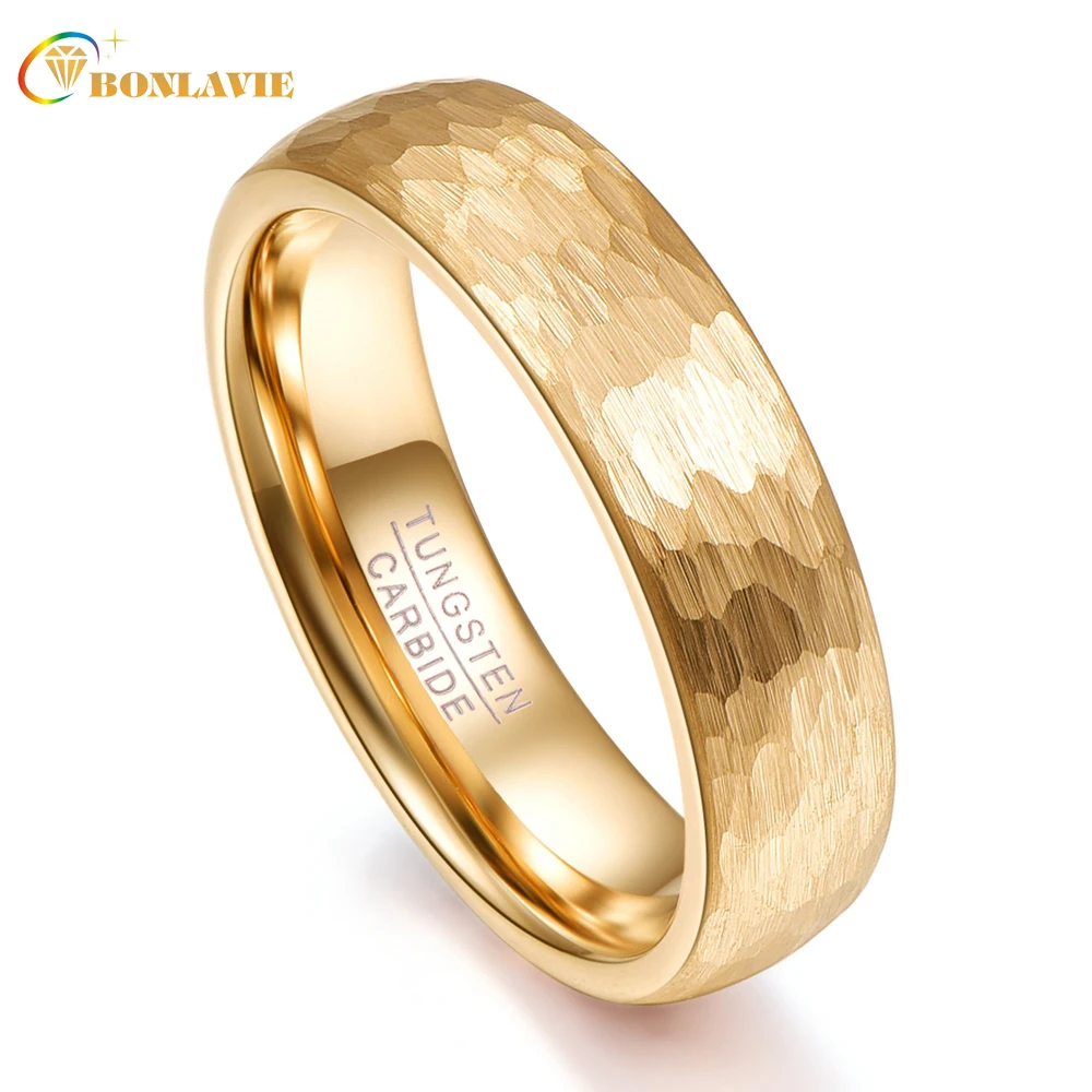 

Anniversary Gold Color Geometric Figure 4 & 6mm Width Men Women Rings Tungsten Carbide Couple Anillos Wedding Bands