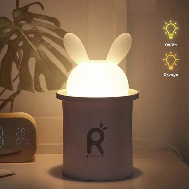 

Ultrasonic Air Humidifier For Cartoon Rabbit 250ML USB Essential Oil Diffuser LED Light Lamp Car Air Purifier
