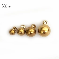 BoYuTe (100 Pieces/Lot) 3-4-5-6-8MM Solid Brass Ball Pendant Bead with Loop Handmade DIY Jewelry Accessories Pendant Beads