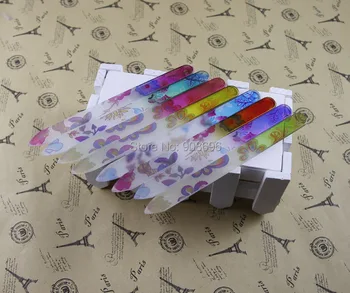 

200PCS PRINTING FLOWER GLASS NAIL FILES CRYSTAL NAIL BUFFER NAIL CARE 5.5" /14CM-DHL&FEDEX FREE SHIPPING