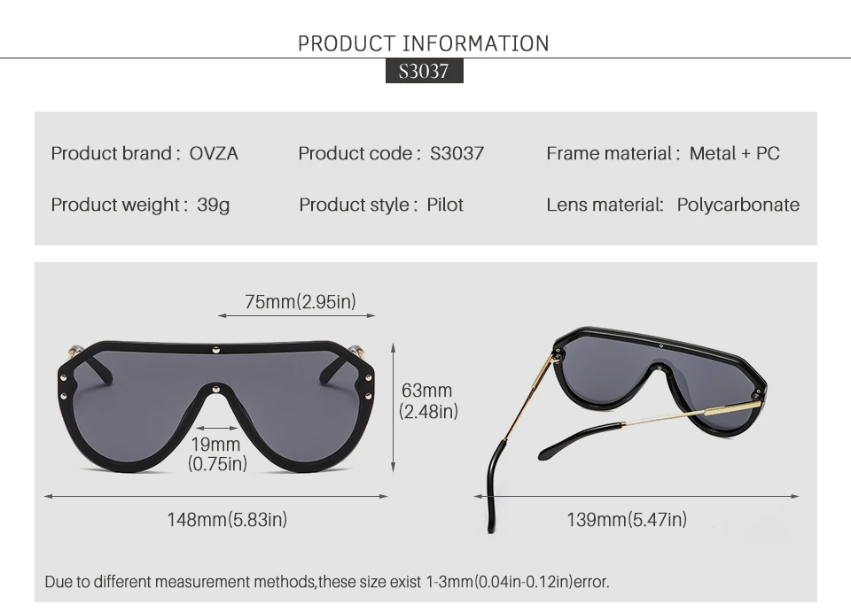OVZA негабаритные солнцезащитные очки для пилота стиль женские солнцезащитные очки мужские модные очки градиент объектив высокого качества S3037