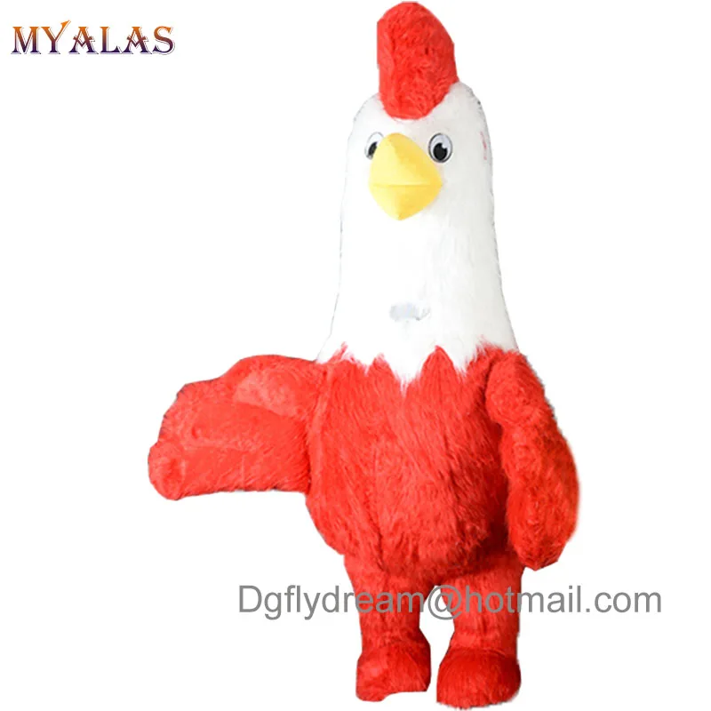 Rooster Inflatable Costumes Cock Halloween Mascot Costume for Adults Men Women Party Plush 2.6m tall Red And YellowColor | Тематическая