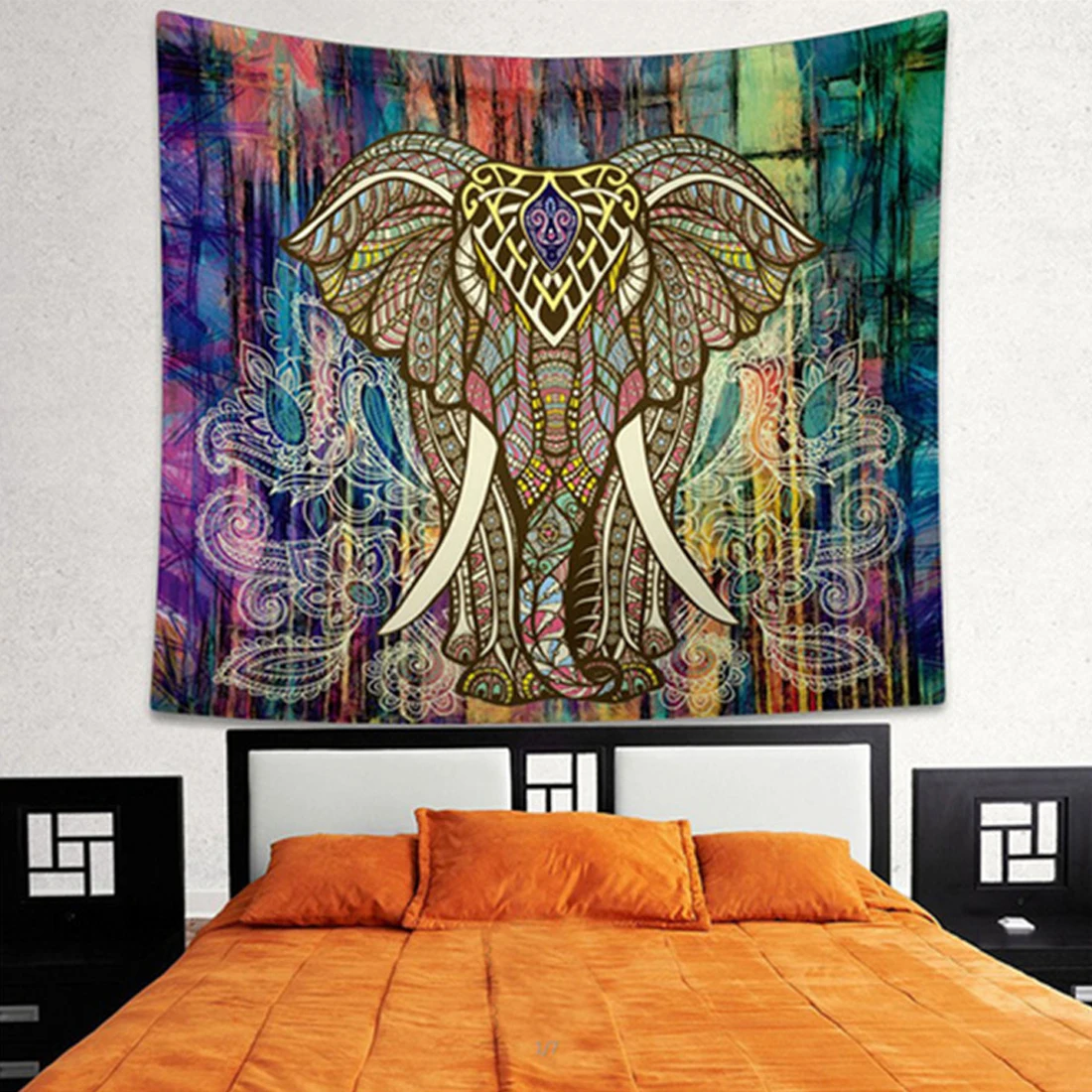 Индийский гобелен-Мандала с изображением слона религиозные Boho стене висит wandbehang Гобеленовое покрывало общежития домашний декор манты