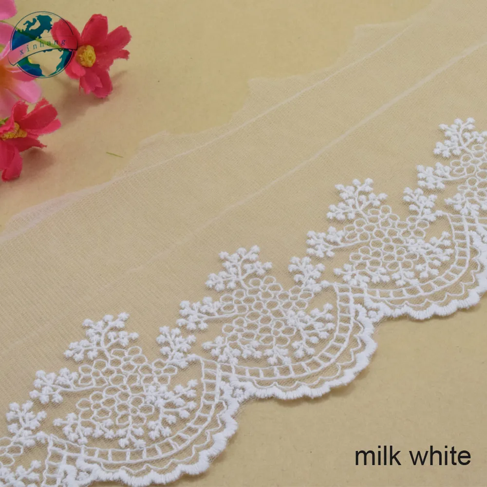 Lace Sewing Accessories 11cm Width Cotton Embroidery Lace Ribbon Guipure African fabric Trim Warp Knitting DIY Garment