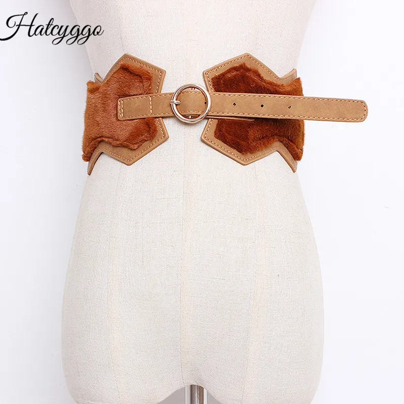 

HATCYGGO New Winter Waistband Fox Fur Women's Waistbands Fashion Cummerbund Female Slim Corset Body Shaper Waist Belt Cummerbund