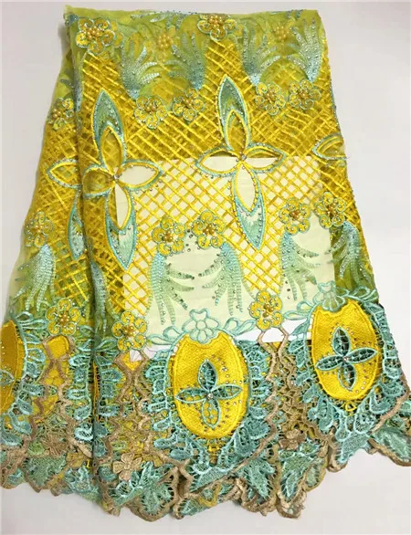

Nigerian party costumes with stone, 2018 French hot gauze lace fabric fashion embroidery,