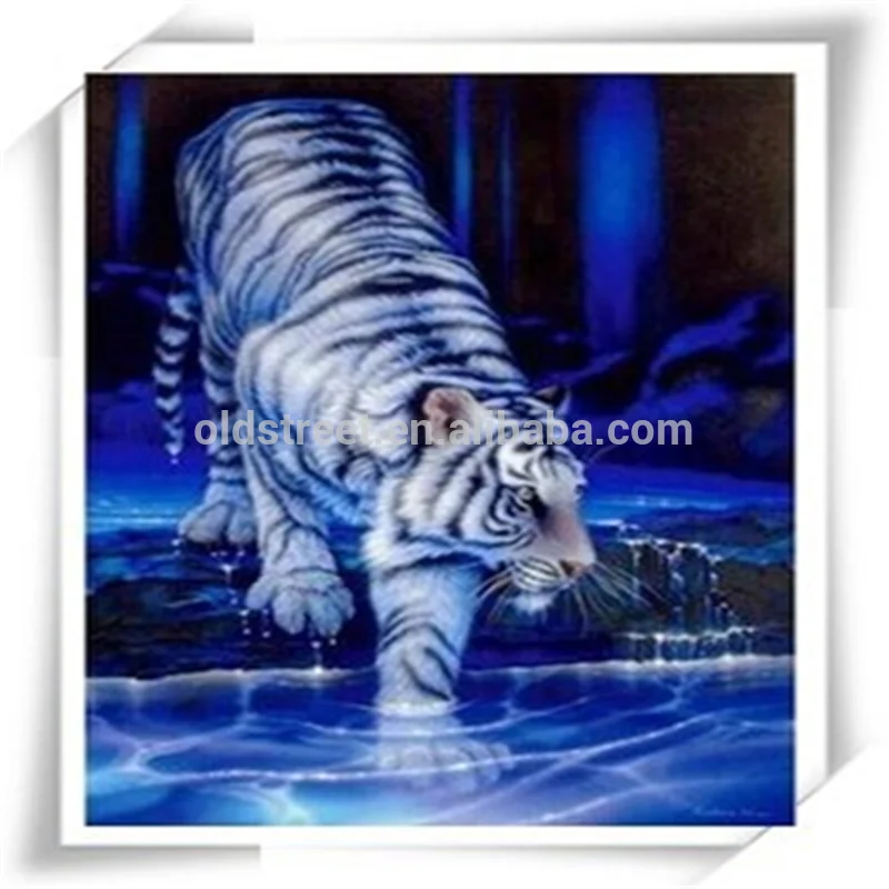 

White Tiger Animal DIY Crystal 5D full plastic diamond painting embroidery glue cross stitch kit art 3D mosaic square rhinestone