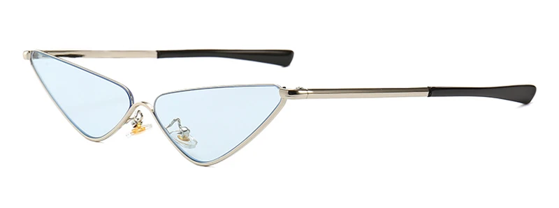 Peekaboo, прозрачные линзы, узкие солнцезащитные очки для женщин, кошачий глаз, роскошные брендовые дизайнерские, UV400, сексуальные солнцезащитные очки для женщин, мода, металл - Цвет линз: silver with blue