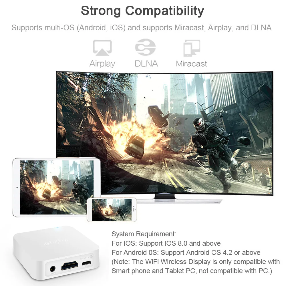 MiraScreen X7 беспроводной приемник WiFi с дисплеем 1080P зеркальная коробка Miracast Airplay