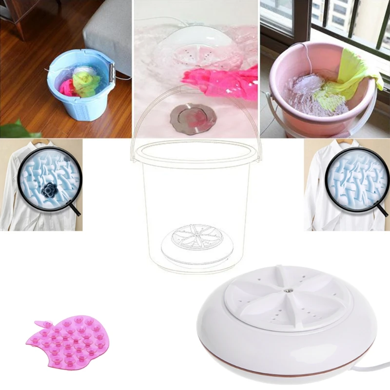 New Portable Ultrasonic Turbine Washing Machine USB Laundry Cleaner Home Travel