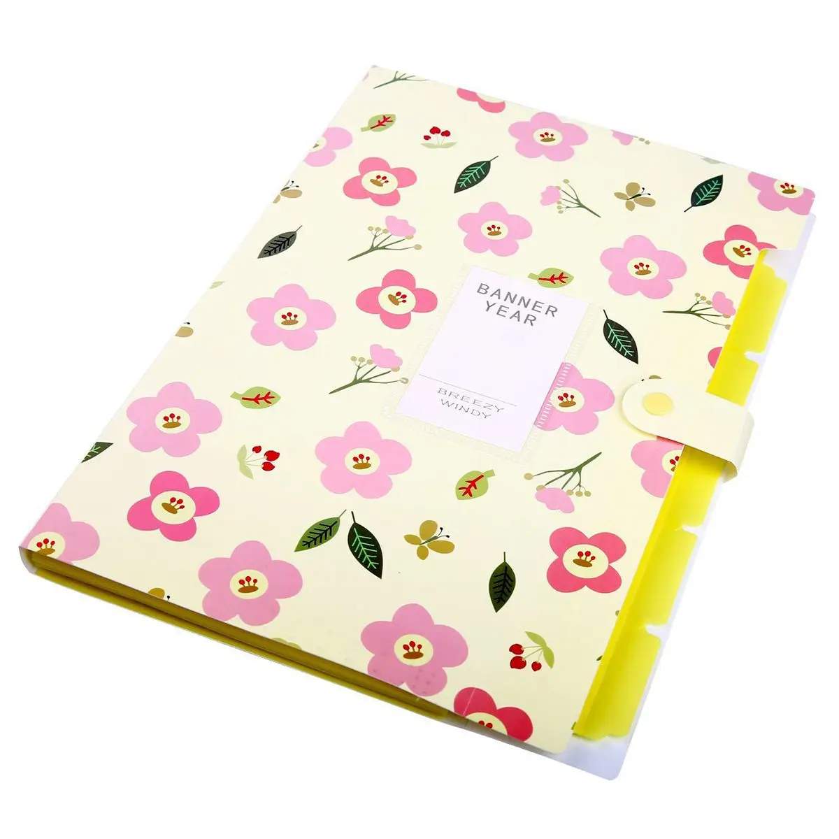 

Affordable Yellow Floral Printed PVC Accordion Document File Folder Expanding 5 Layers Letter Organizer For Office and School