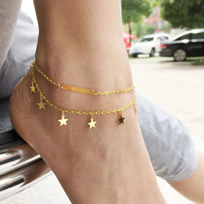 

Boho Style Star Enkelbandje Anklet Fashion Multilayer Foot Chain 2019 New Ankle Bracelet for Women Beach Accessories Gift