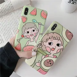 Милый силиконовый чехол для телефона Avocado Fruit Girl для iphone 6 6 S plus 7 plus 8 plus X XR XS Max, чехлы для телефонов coque fundas