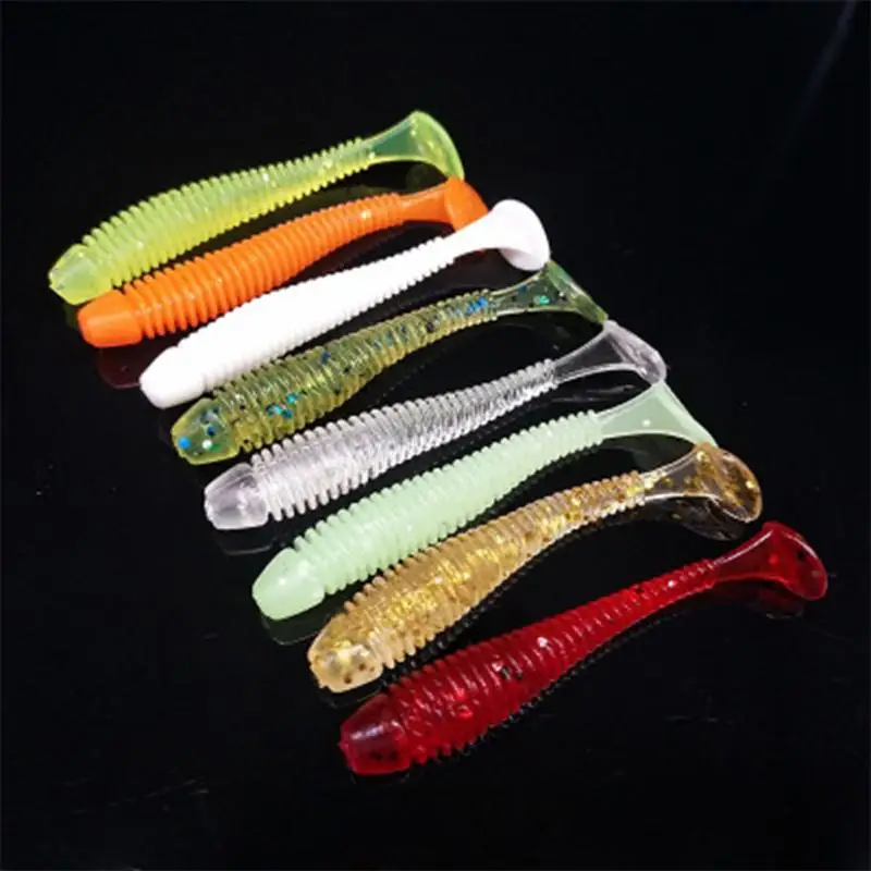 

10Pcs 5 cm 0.7g Fishing Lure Softbait Single Tail Bass Walking Catfish Maggots Soft Baits Floating Soft Worm Fishing Lure #125